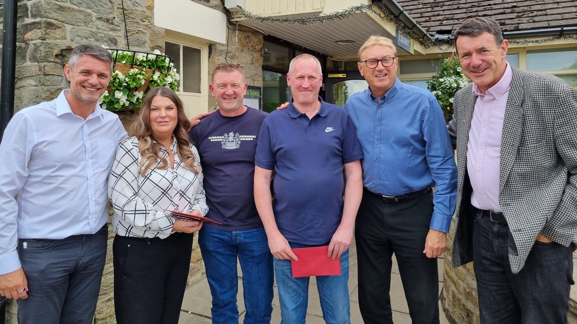 L-R– Phillip Poulter, Emma Burkinshaw, Ian Ellel, Wayne Burgin, Richard Edwards and Edward Naylor