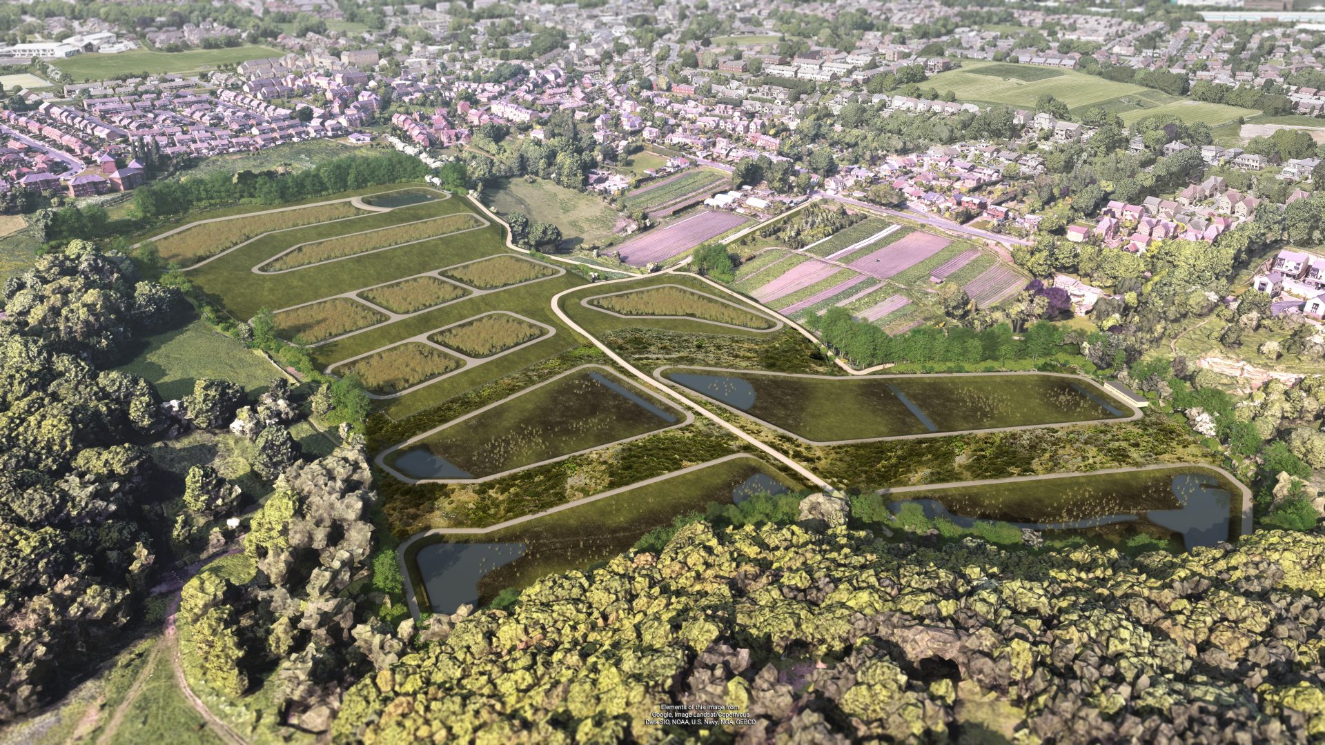 Artist impression of Hough Side integrated contructed wetland