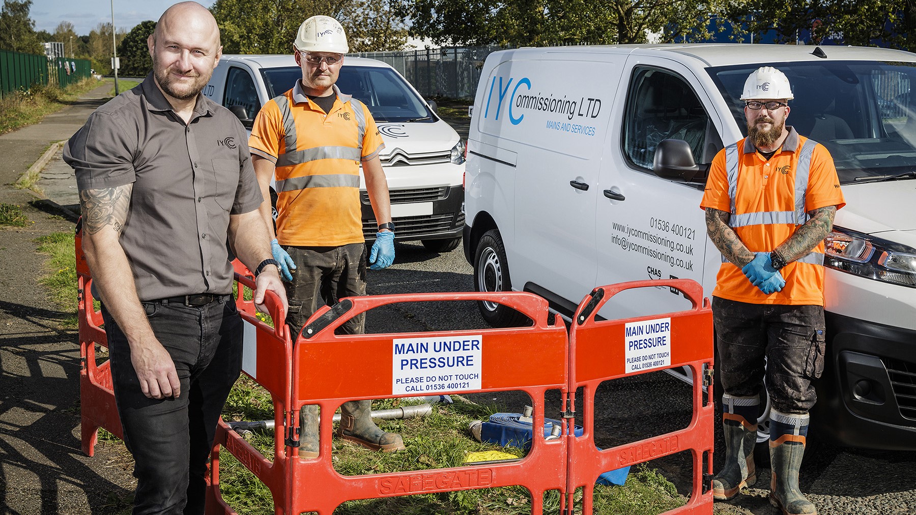 Ian Young, left, with engineers Curtis Gilray and Wayne Spiders