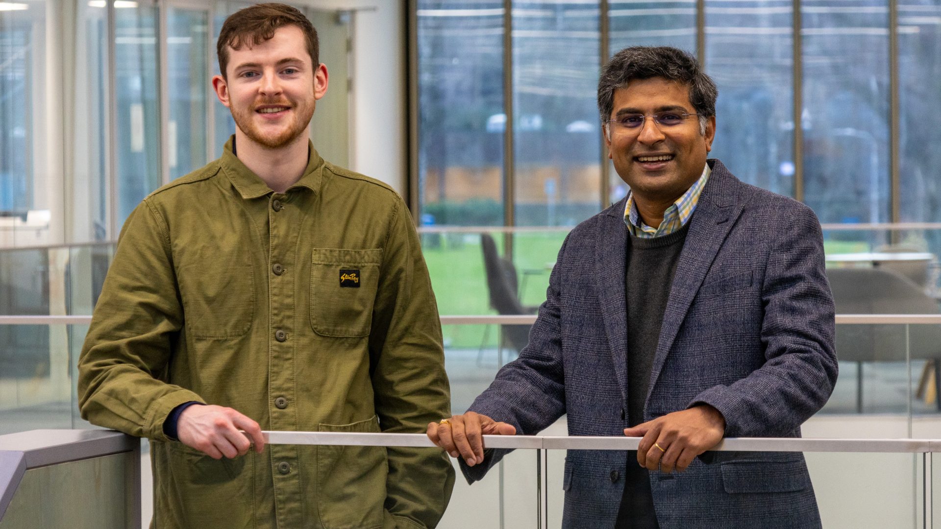 Heriot-Watt PhD student Michael Walsh (left) with materials scientist Dr Sudhagar Pitchaimuthu.