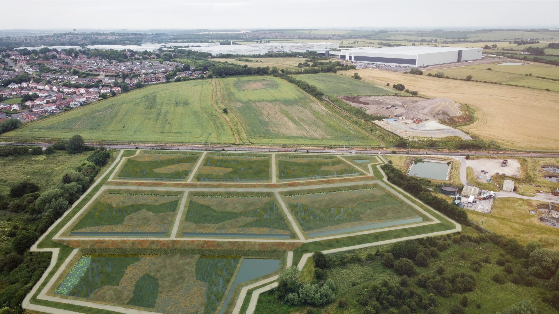 Artist's impression of completed wetland at South Elmsall wastewater treatment works