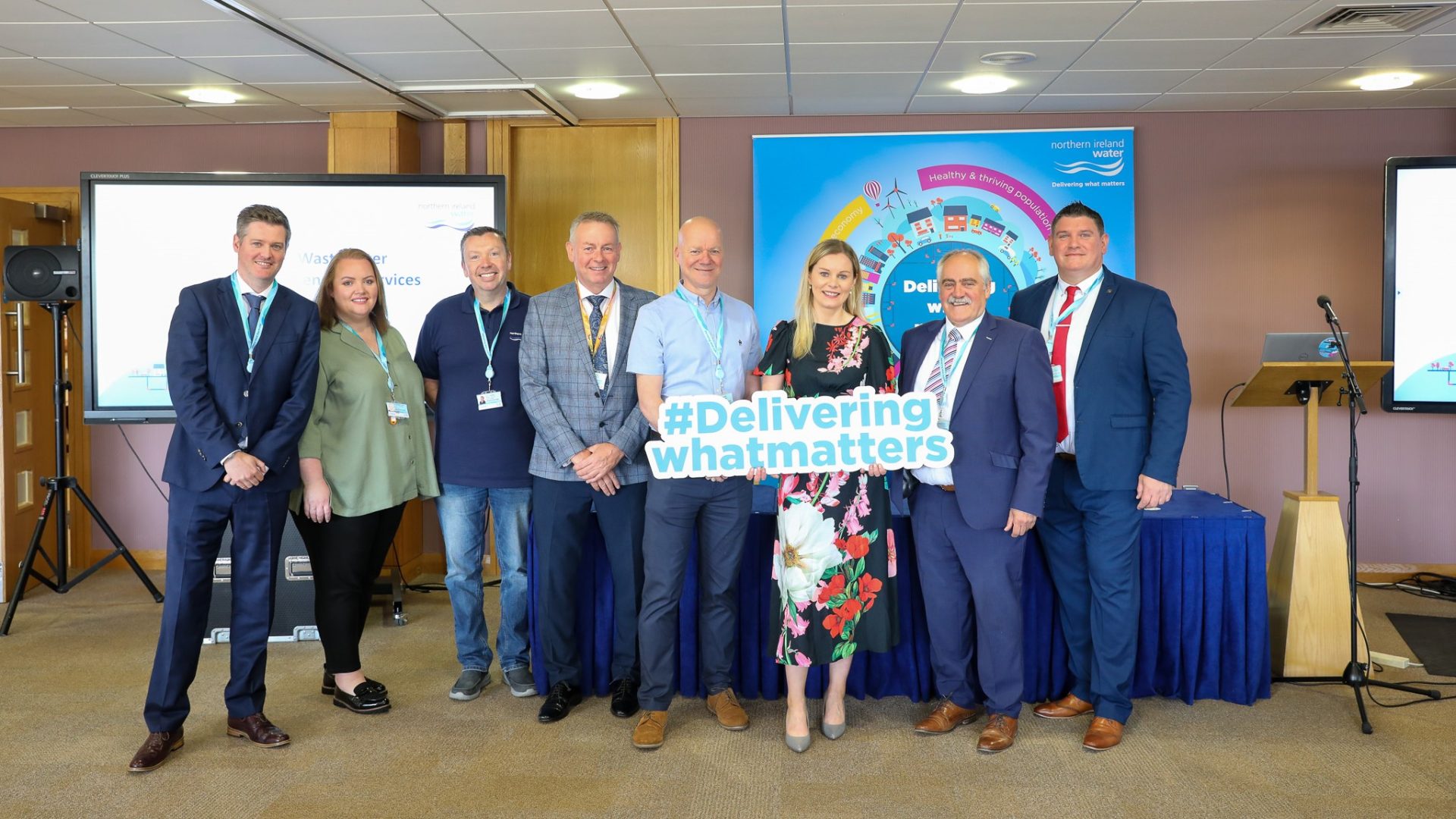 (L-R) Keith Watson, Bronagh Coughlan, David Sloan, Tony Budde, Colin Gabbey, Eilis Kelly, Ivan Jackson and Manus O’Kane from NI Water pictured at the recent supplier engagement event.