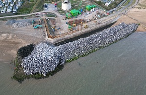 14,000 tonnes of Norwegian Granite have been brought in by barge over the last 6 weeks to reinforce flood defences.