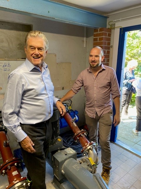 Wessex Water chief executive Colin Skellett (left) with Dorset Council member Cllr Andrew Kerby at the pumping station at West Bexington.Credit: Litter Free Dorset