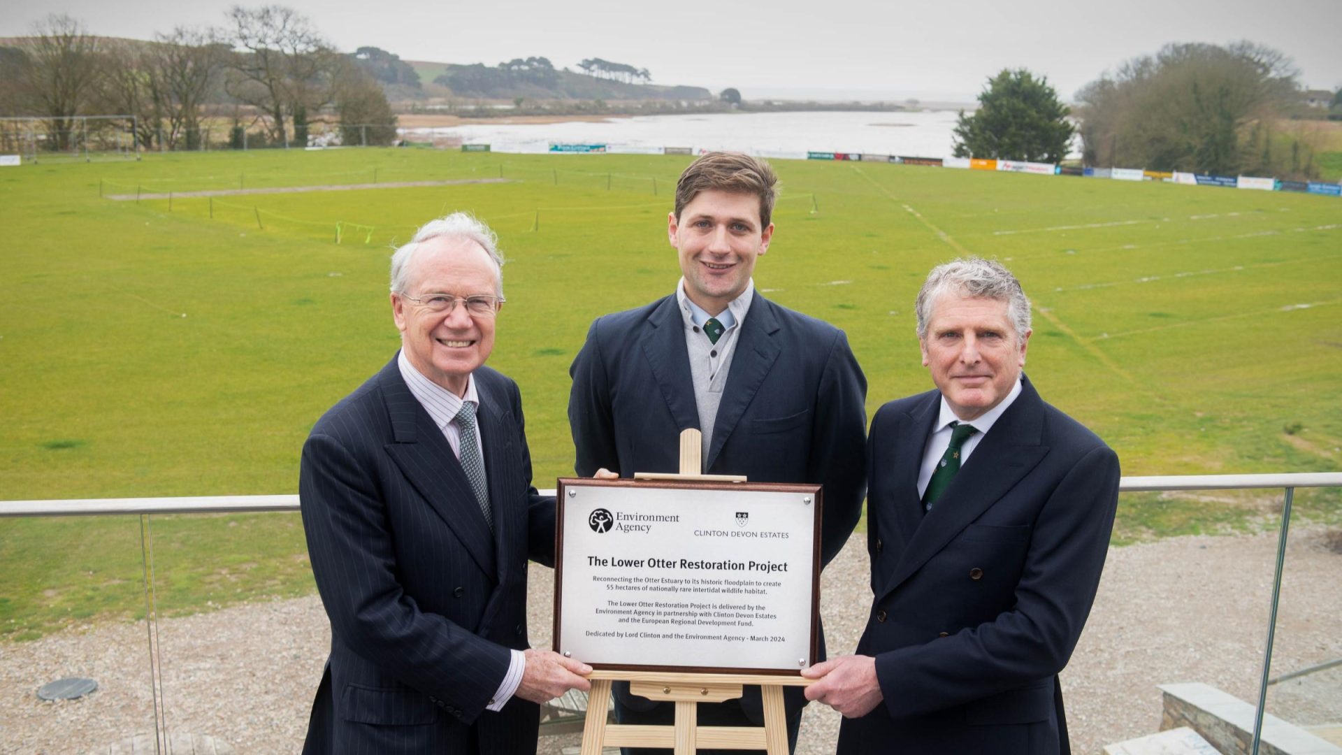 Alan Lovell, Chair of the Environment Agency, Edward Fane Trefusis (grandson of Lord Clinton), John Varley, Chief Executive of Clinton Devon Estates.