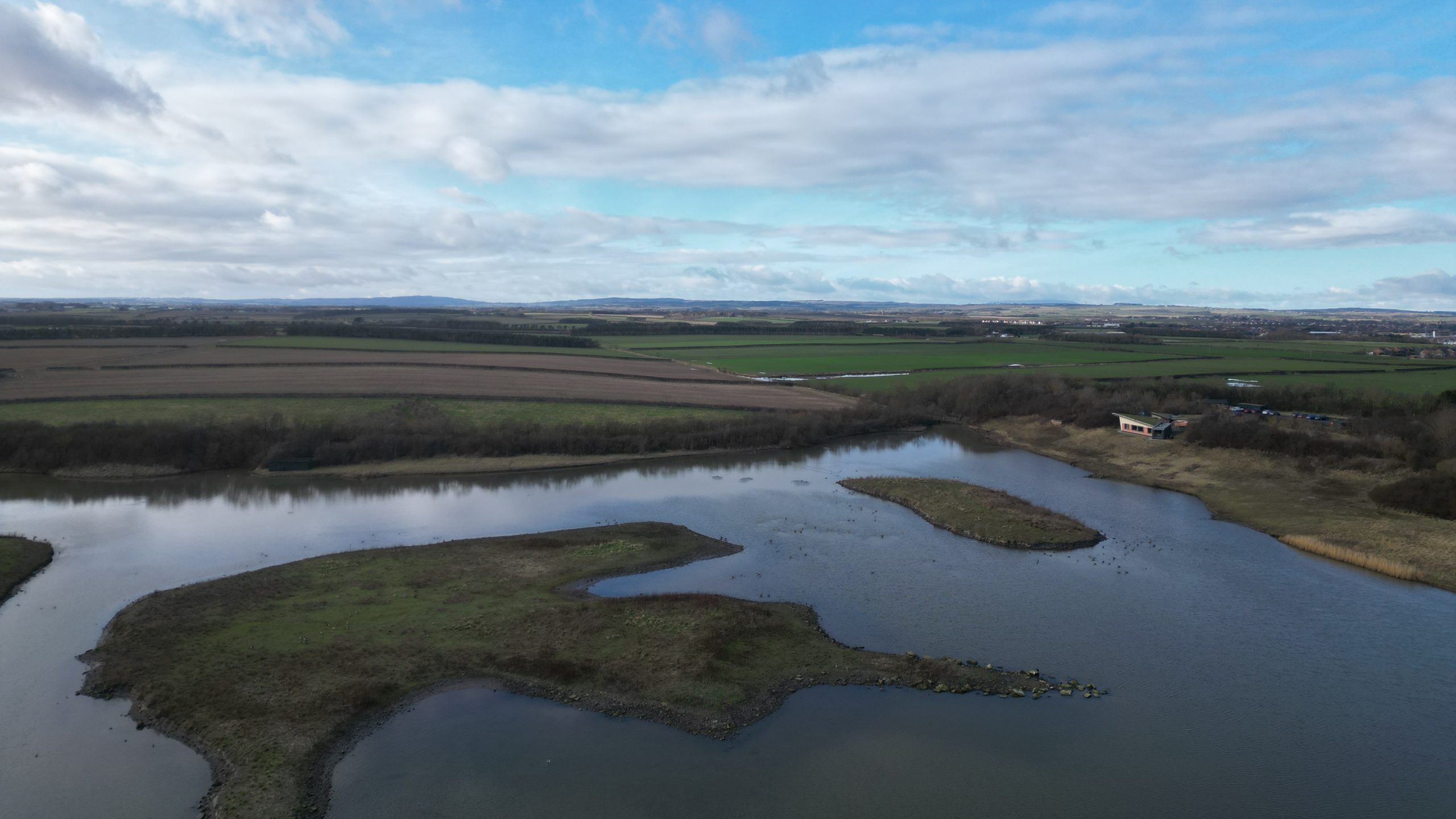 Aerial shot of Hauxley reserve. Credit Alice McCourt.