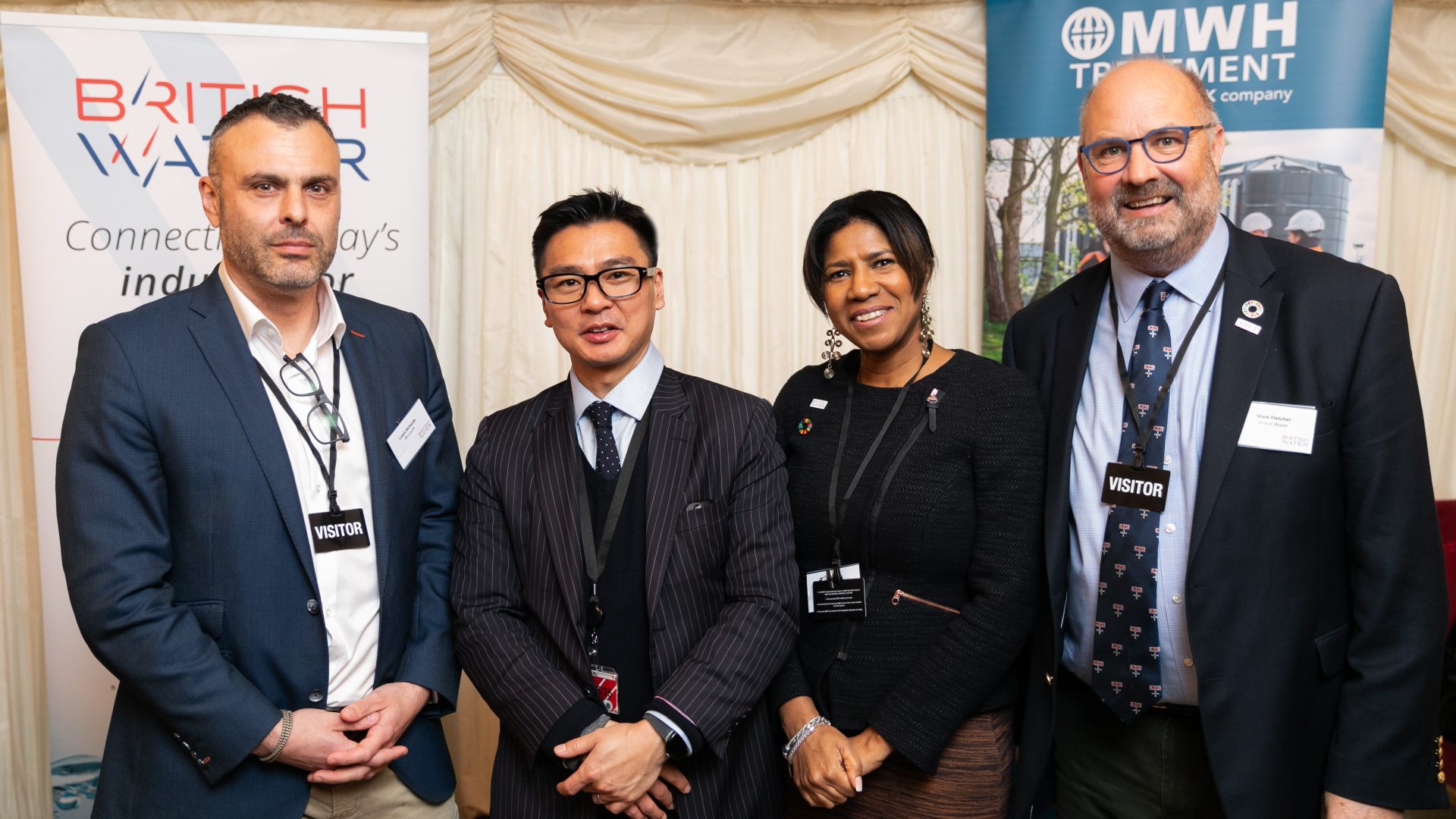 L-R - Lewis Richards, Lord Wei of Shoreditch, Lila Thompson, British Water chief executive, Mark Fletcher, British Water chair