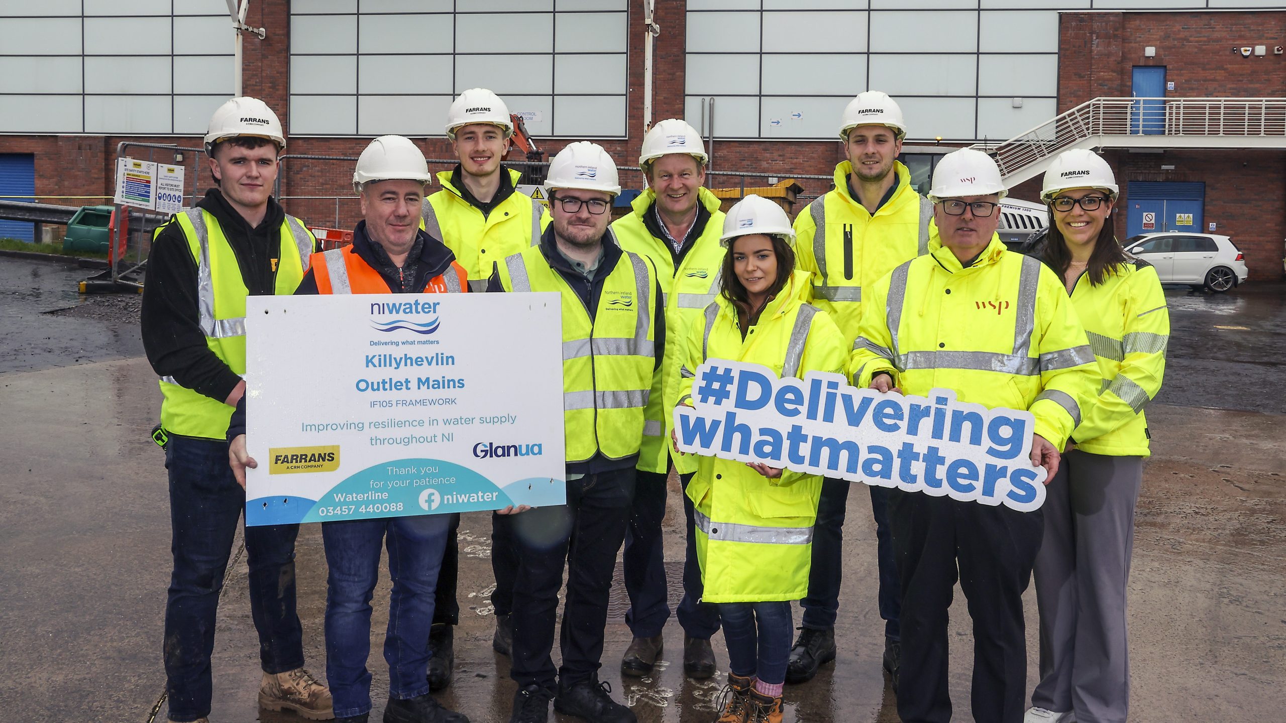 Project team pictured at Killyhevlin Water Treatment Works.