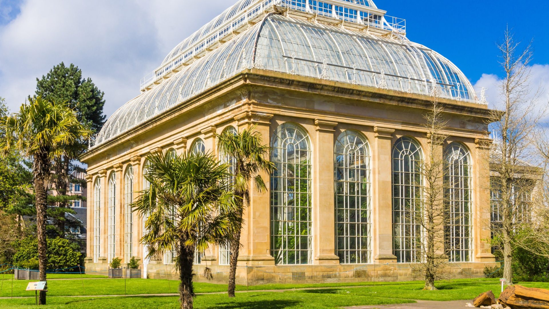 Glasshouse at the Royal Botanical Gardens in public park Edinburgh