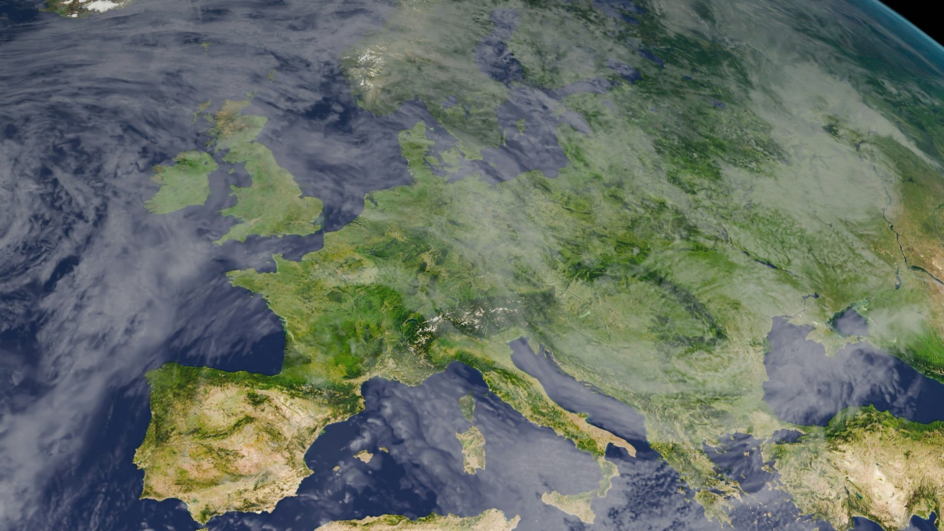 Satellite image of the European continent