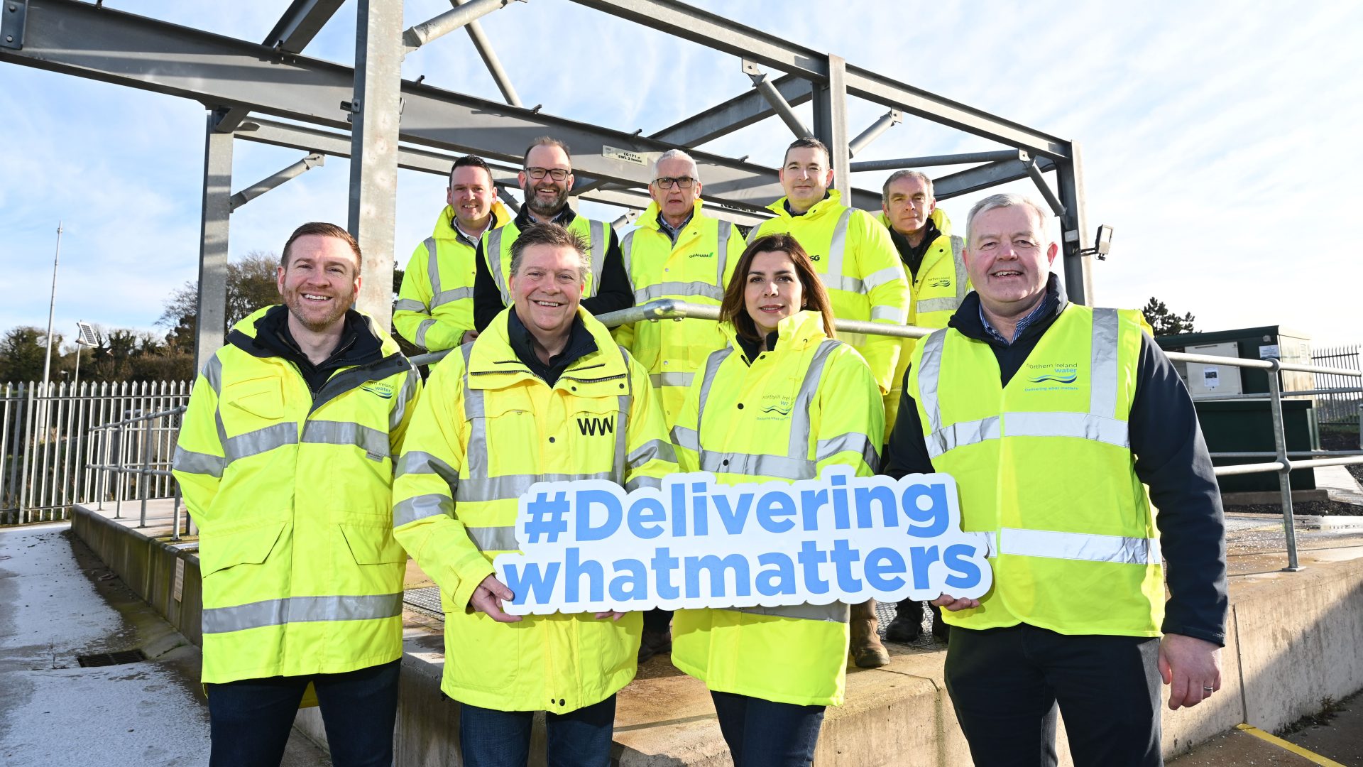 NI Water’s Wastewater Pumping Station (WwPS) base maintenance team from NI Water, McAdam, RPS, BSG and GRAHAM pictured at Portaferry Road WwPS in Newtownards, where a £324,000 upgrade has been completed as part of the overall £16m programme of investment in the last three years. (c) Michael Cooper