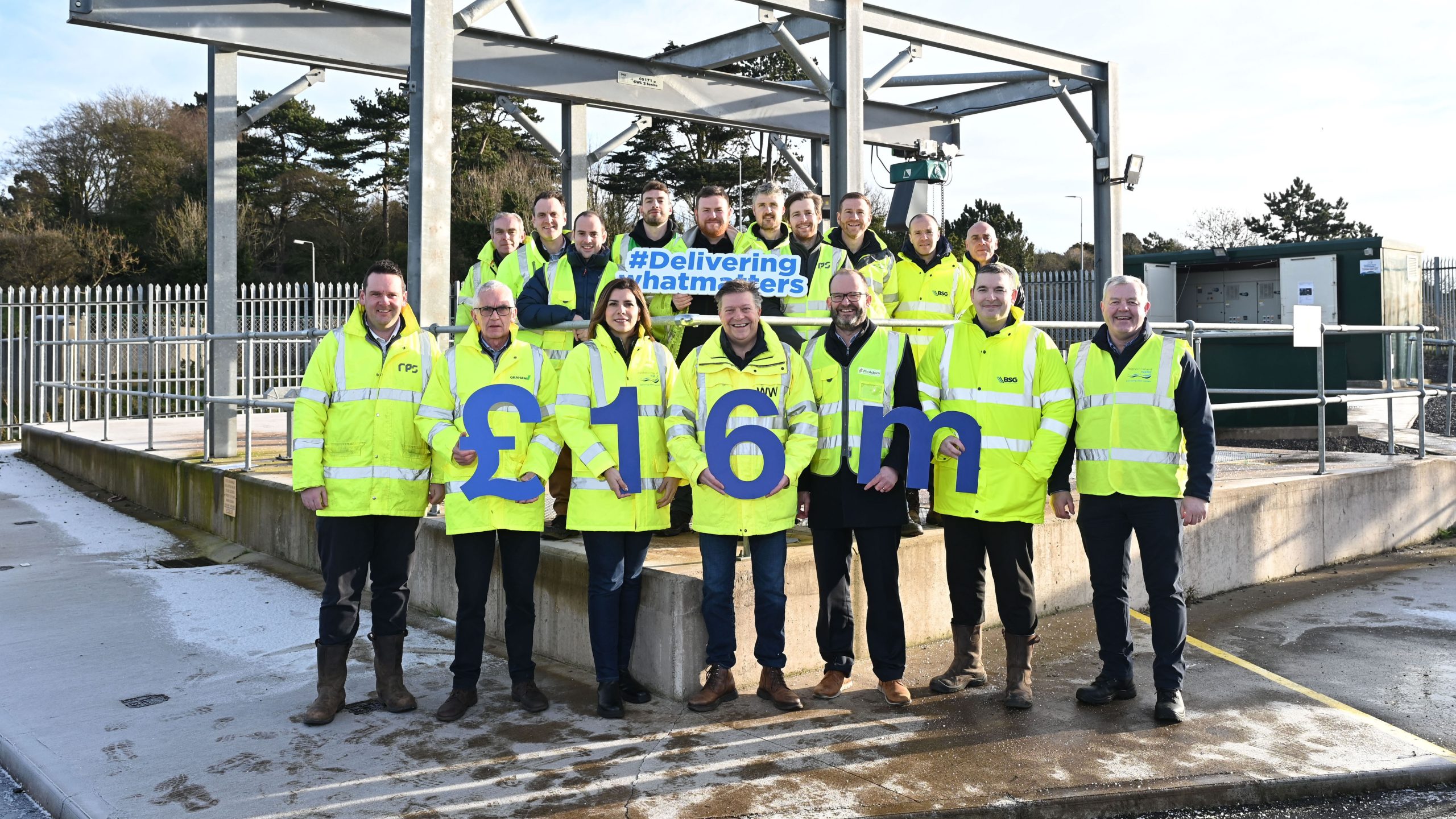 NI Water’s Wastewater Pumping Station (WwPS) base maintenance team from NI Water, McAdam, RPS, BSG and GRAHAM pictured at Portaferry Road WwPS in Newtownards, where a £324,000 upgrade has been completed as part of the overall £16m programme of investment in the last three years. (c) Michael Cooper