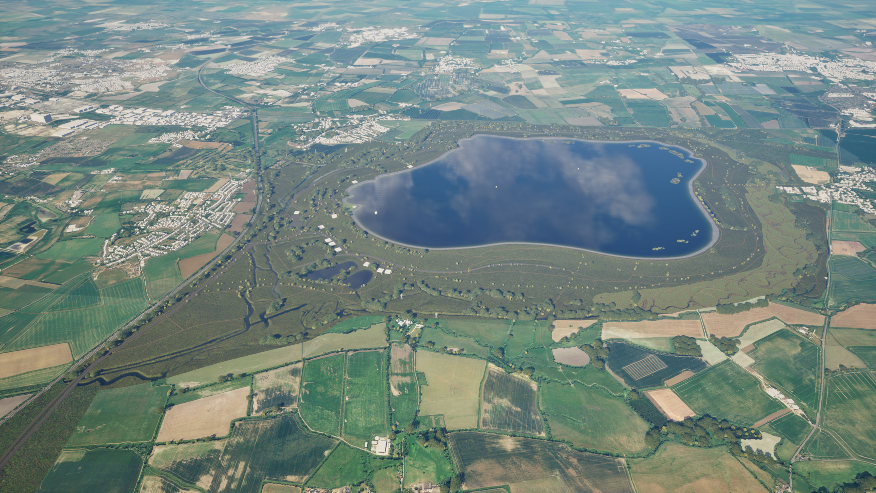 View of Oxfordshire reservoir from North