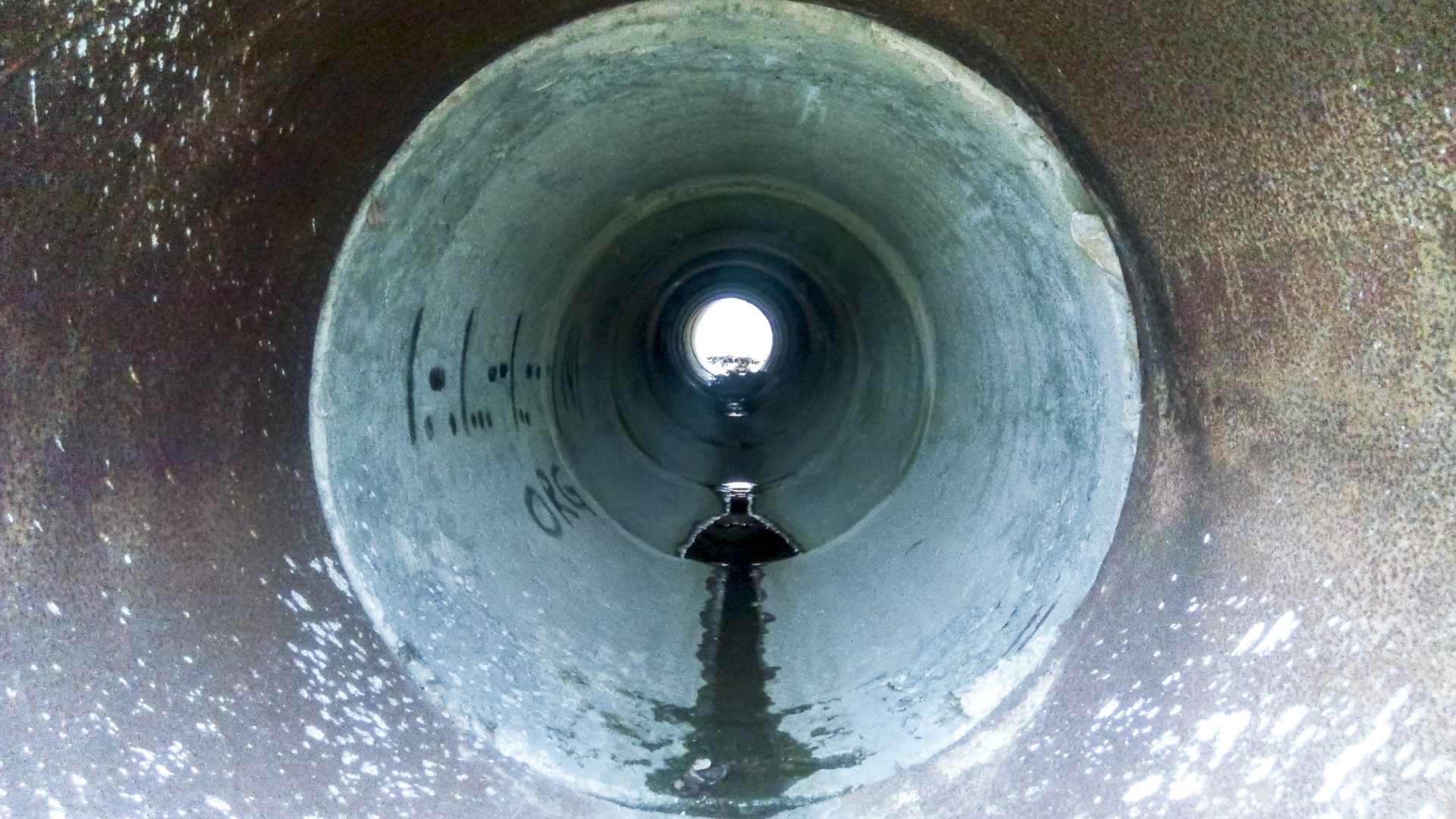 Internal view of rainwater channelled away from the road.