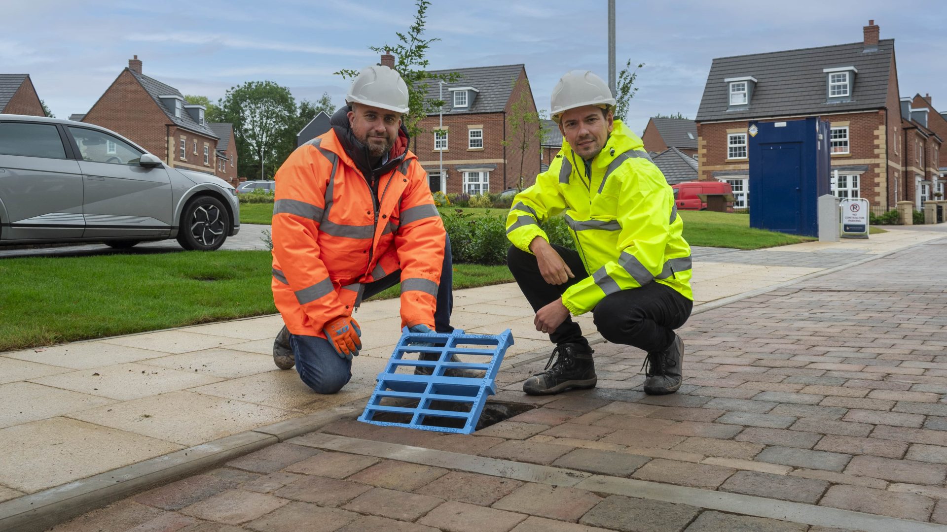 Dave Sanders and Alex Gardiner Wrekin on site at Kings Park where the new gully grates have been installed