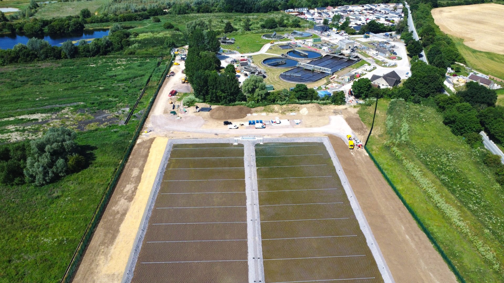 An aerial view of Cirencester STW and the new filtration bed