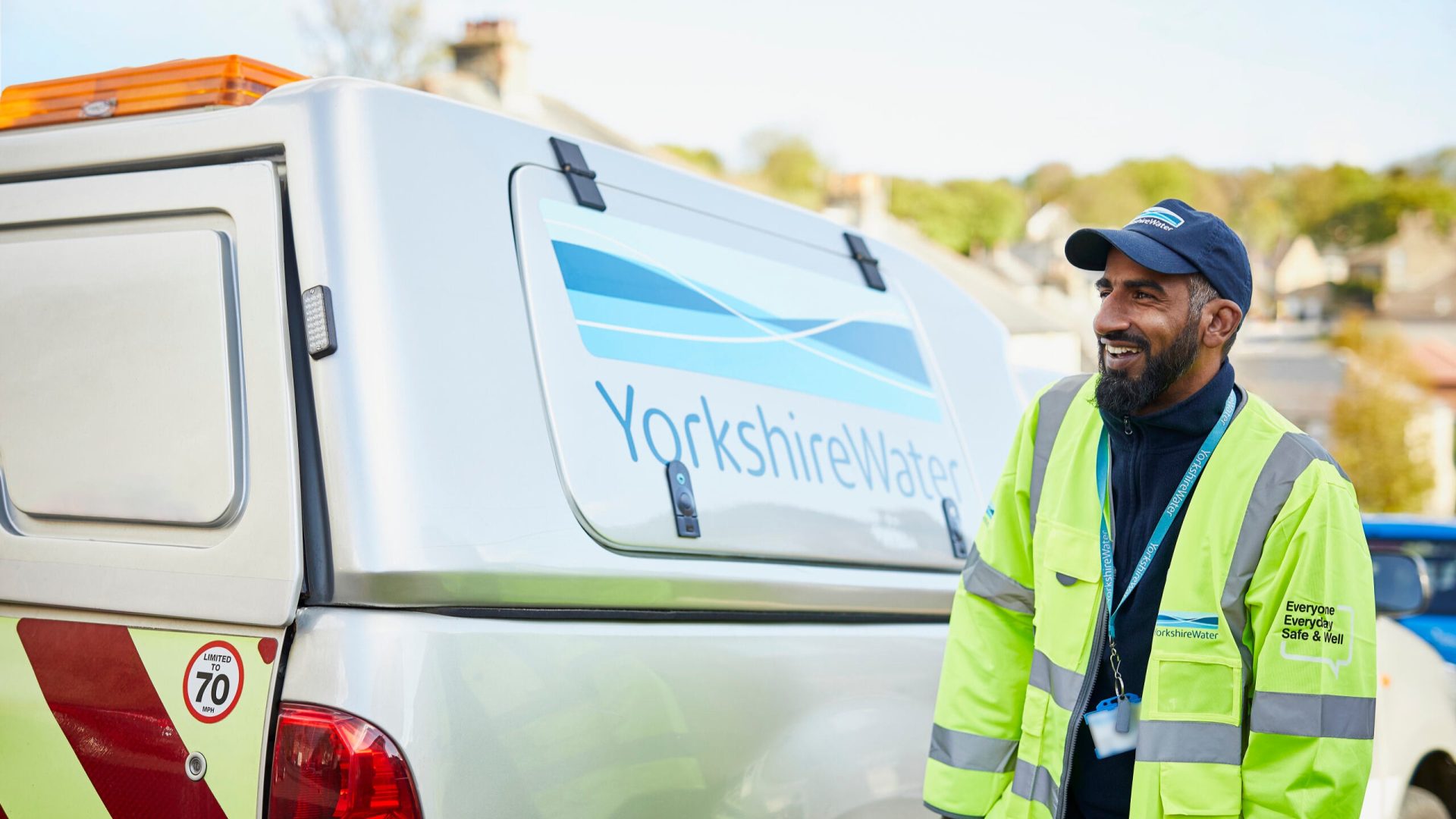 colleague and yorkshire water van in bradford