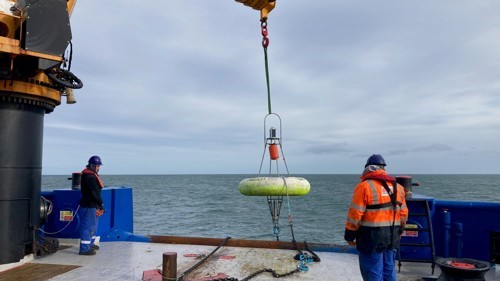 Wave buoy deployed near Eyemouth: image courtesy of CEFAS