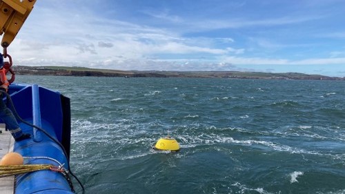 Wave buoy deployed near Eyemouth: image courtesy of CEFAS