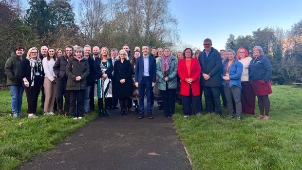 Agriculture, Environment and Rural Affairs Minister Andrew Muir is pictured with members of the Better Beaches Forum at Crawfordsburn Country Park