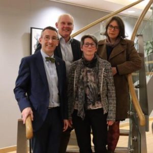 Agriculture, Environment and Rural Affairs Minister Andrew Muir pictured with the three independent members of the new Environmental Governance Review (L-R) John McCallister, Diane Ruddock OBE and Dr Viviane Gravey (chair.).