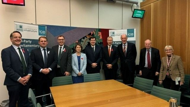 Pictured, left to right: Andrew Ranger – Labour MP for Wrexham (Member); Luke Taylor – Liberal Democrat MP for Sutton and Cheam (Member); Tom Gordon – Liberal Democrat MP for Harrogate and Knaresborough (Officer); Amanda Hack – Labour MP for North West Leicestershire (Member); Mike Reader – Labour MP for Northampton South (Chair); Gideon Amos – Liberal Democrat MP for Taunton and Wellington; Sir John Armitt; Clive Betts – Labour MP for Sheffield South East; Baroness Pauline Neville-Jones (Conservative)