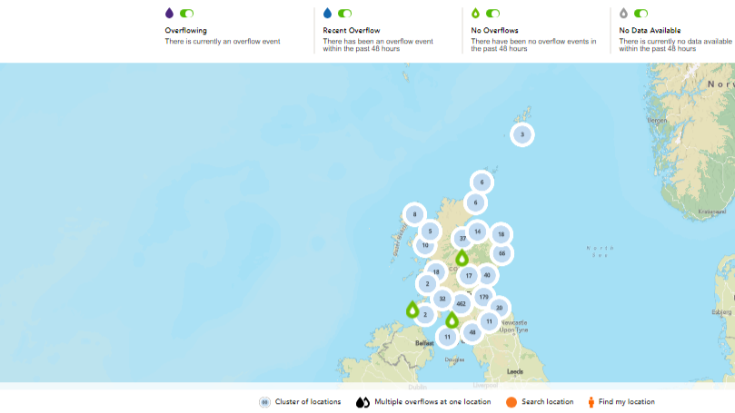 Scottish Water overflow map