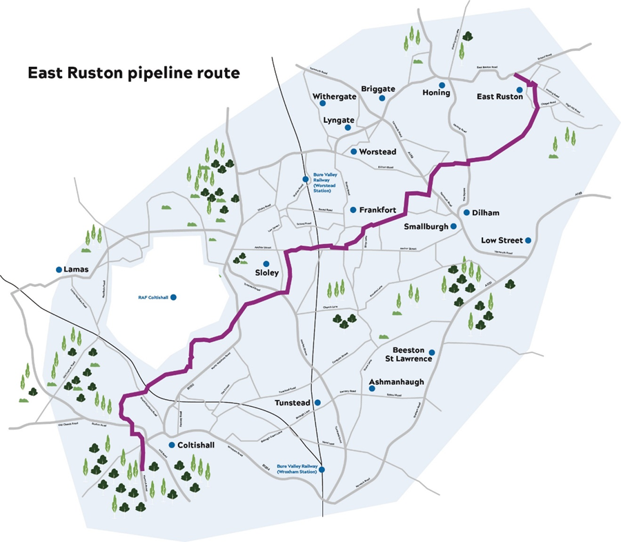 East Ruston pipeline route 