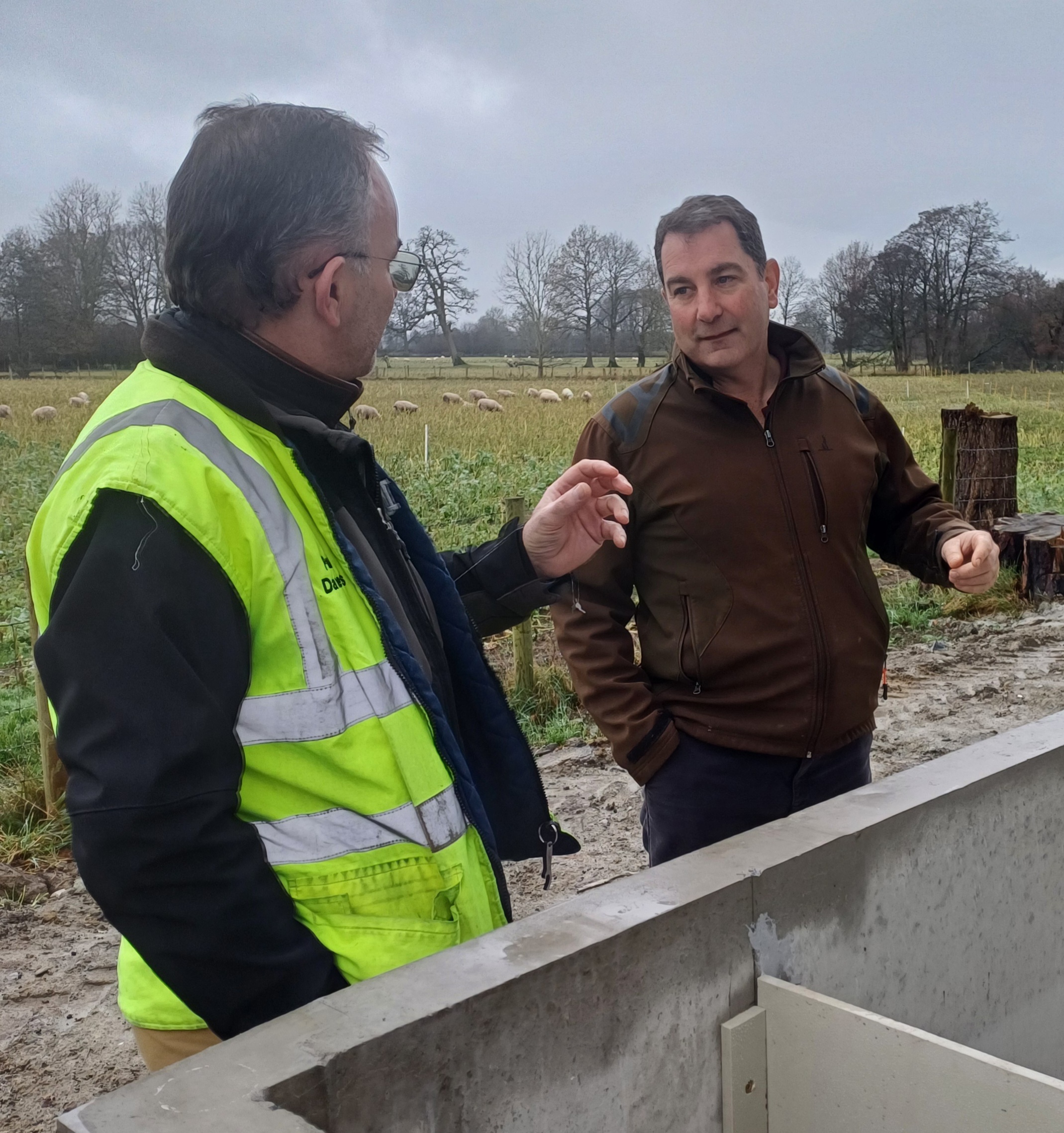 Hendwr's Phil Hughes (right) with Paul Davies from Landia