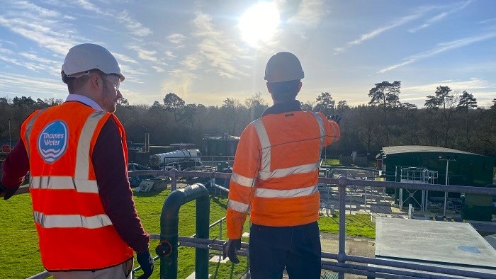 Peter Swallow MP and Dale Vokings looking at the new infrastructure on site