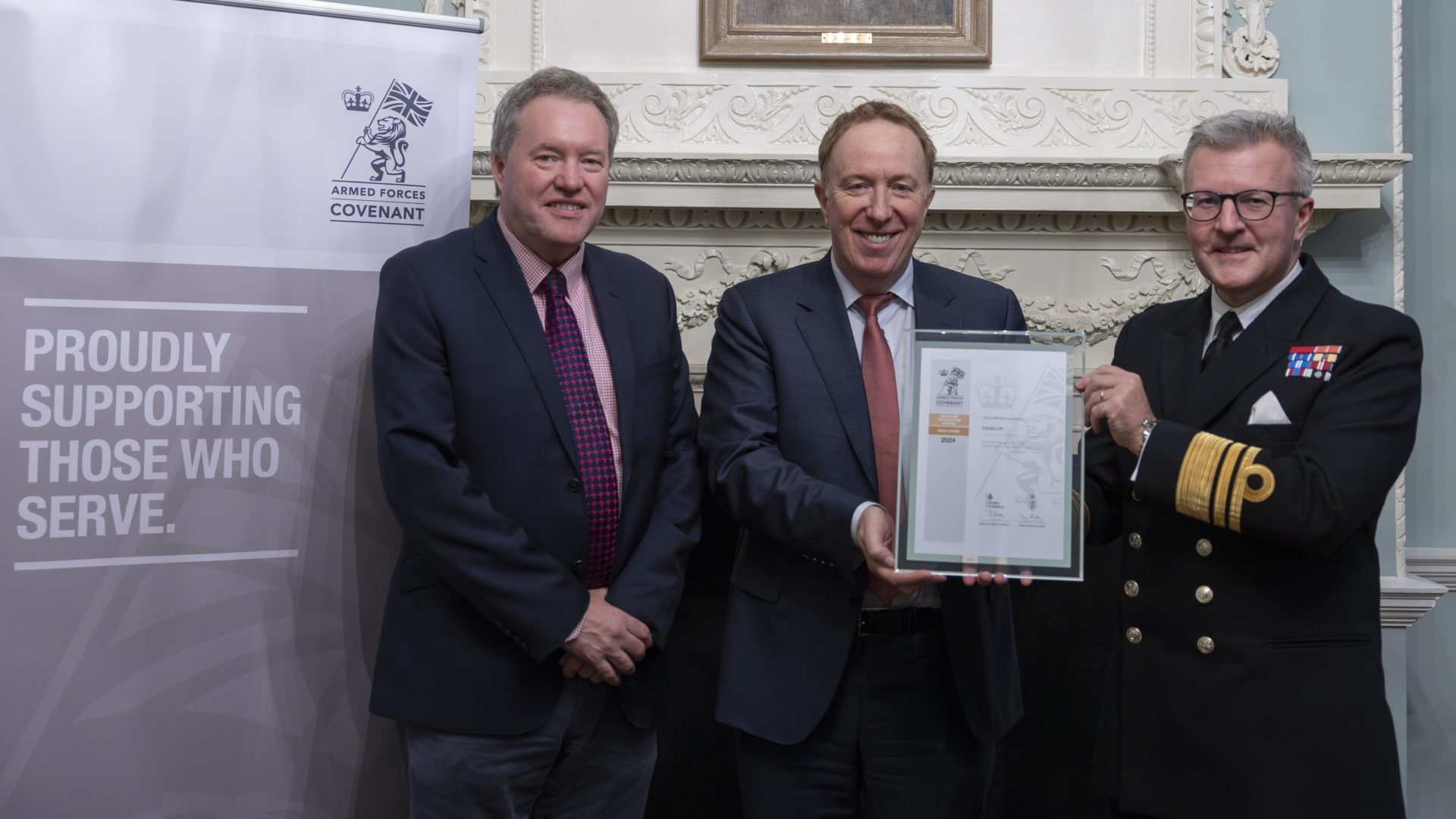 Gavin Graveson, Veolia Executive Vice President UK & Ireland, (c) Vice Admiral Phil Halley, (r) and Michael Green, CEO, Defence Infrastructure Organisation.