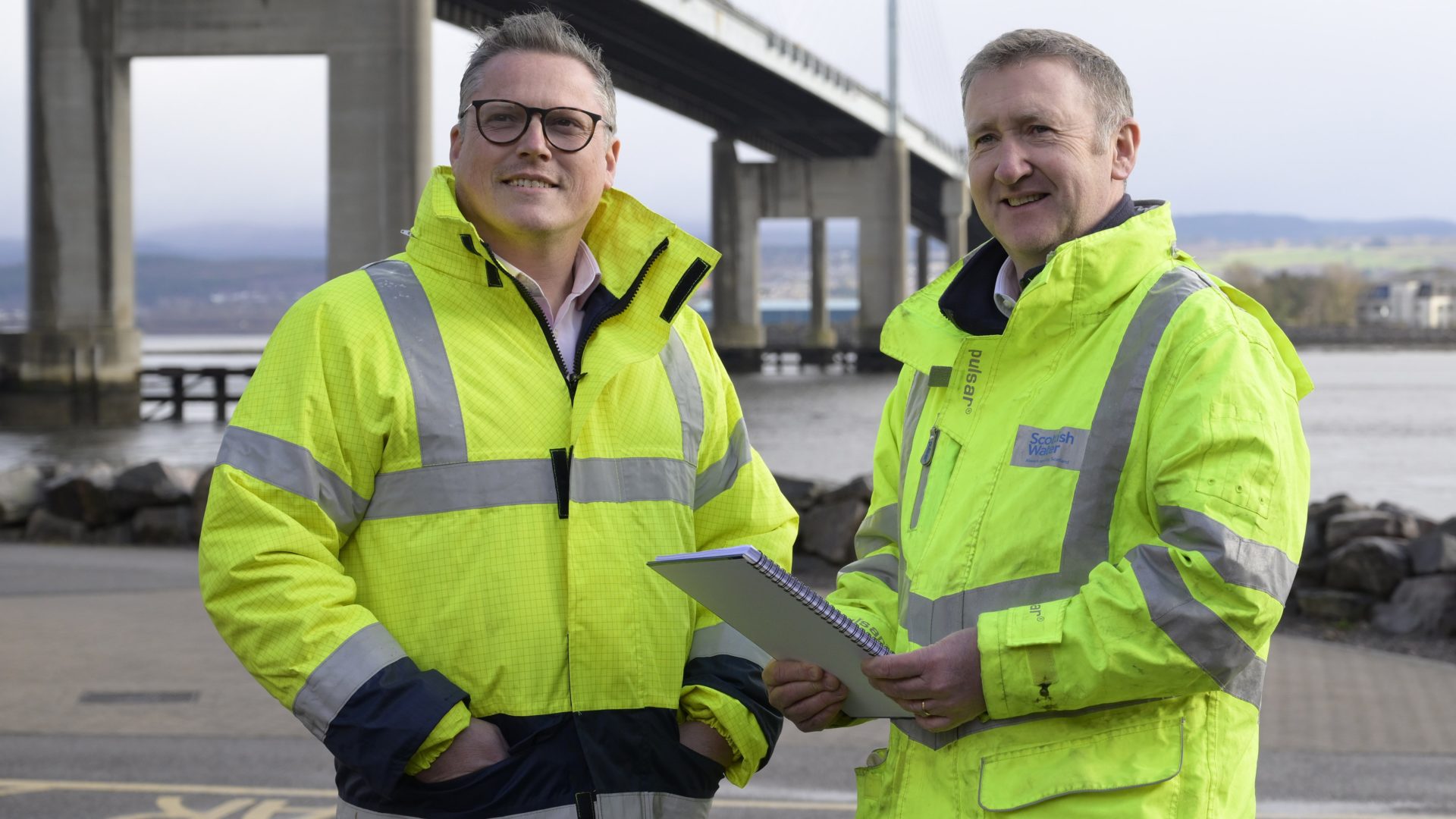 SSE SCOTTISH WATER HORIZONS Ross McLory (left) Head of Business Development for Industrial and Commercial at SSE Energy Solutions and Donald MacBrayne, Business Development Manager at Scottish Water Horizons. Photograph: Iain Ferguson, The Write Image